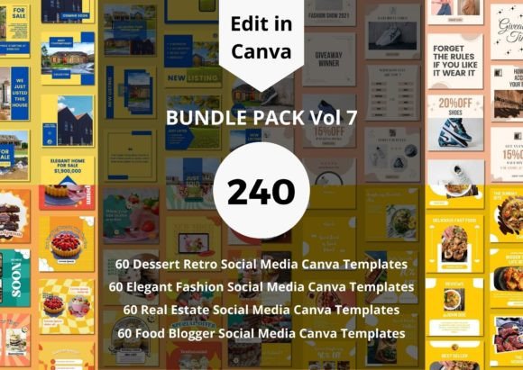 Download 240 Social Media Canva Templates Bundle - Social media Collection