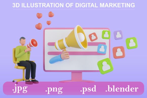 Download 3D Illustration of Digital Social SEO - Social Collection