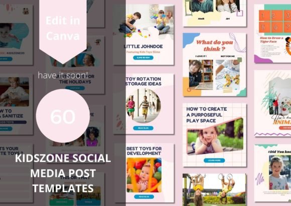 Download 60 Kidszone Social Media Canva Templates - Social media Collection