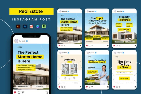 Download Blue Sky Real Estate Social Media Post - Social media Collection