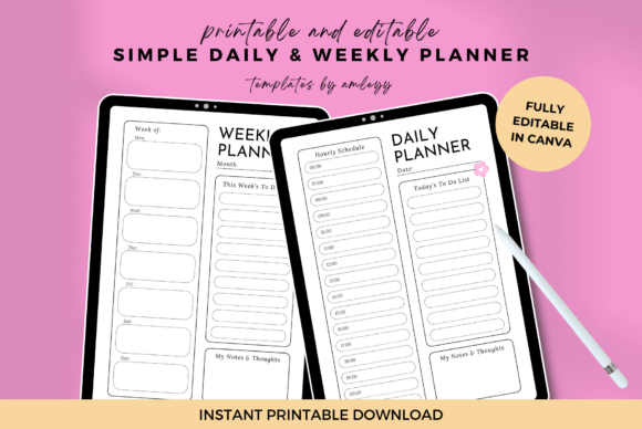 Download Cute Daily &amp; Weekly Planner Canva - Premium Resources