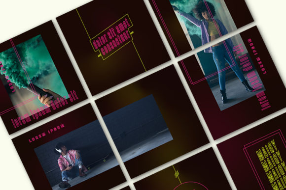 Download Neon Art Social Media Post Set - Social media Collection