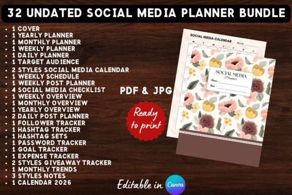Download Printable Social Media Planner Bundle - Social media Collection