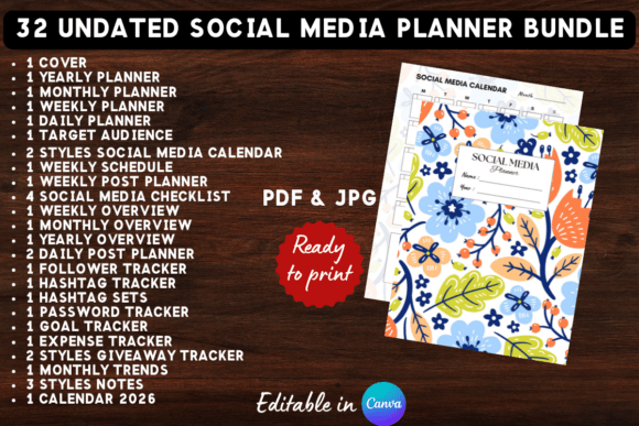 Download Printable Social Media Planner Bundle - Social media Collection