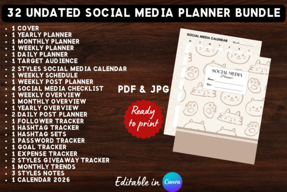 Download Printable Social Media Planner Bundle - Social media Collection