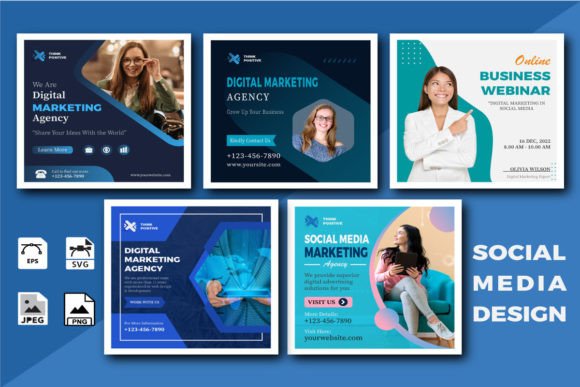 Download 5 in 1 Social Media Marketing Templates - Social media Collection