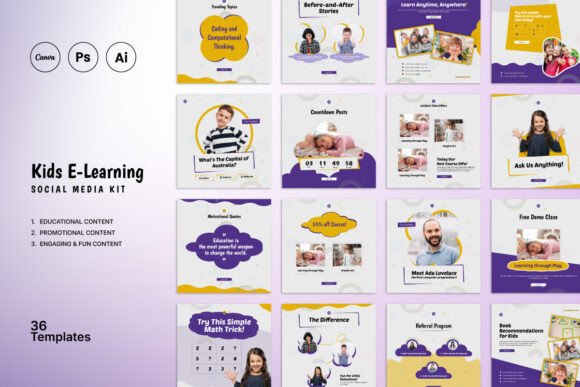 Download Colorful Kids E-Learning Social Kit - Social Collection
